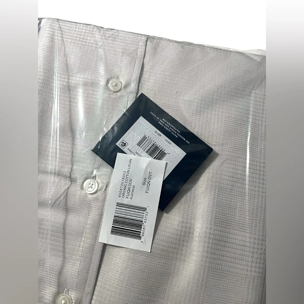 NWT Ralph Lauren Organic Cotton Lovan Jacquard Duvet Cover Queen Platinum $425